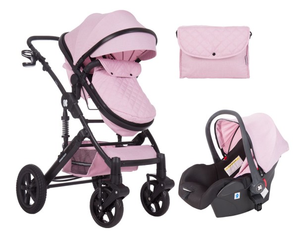 KikkaBoo Kolica za bebe DARLING Pink set 2in1 sa autosedištem