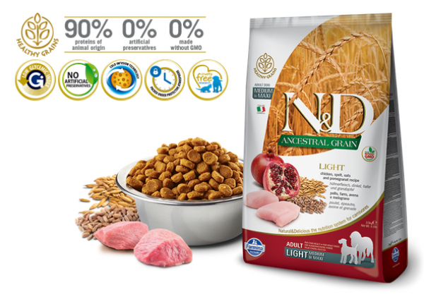 N&D Suva hrana LG Light Medium and Maxi Chicken&Pomegranate 12 kg