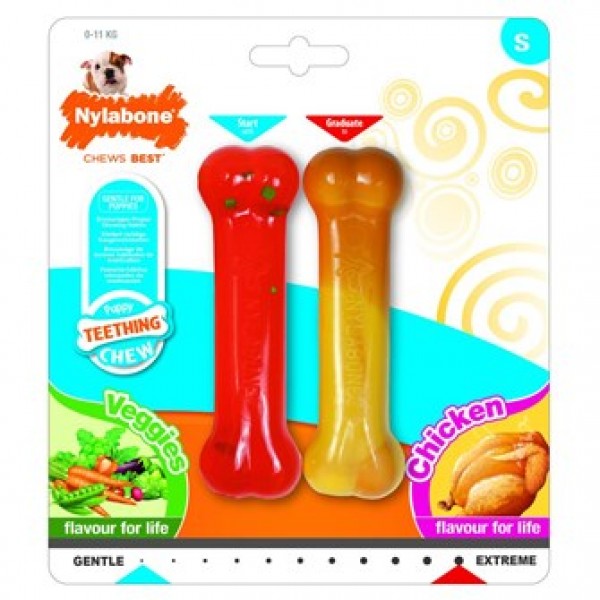 Nylabone  Teething Chew Igračka za žvakanje za štence ukus piletine i povrća S