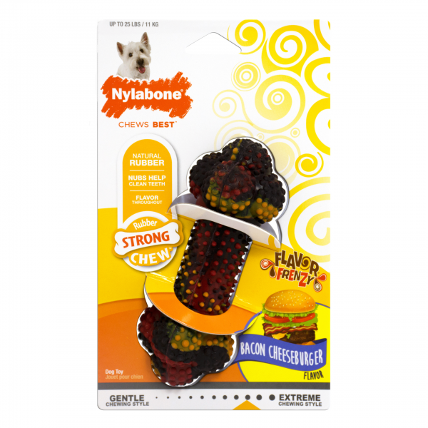 Nylabone Strong Chew Igračka za žvakanje, ukus čizburgera i slanine S